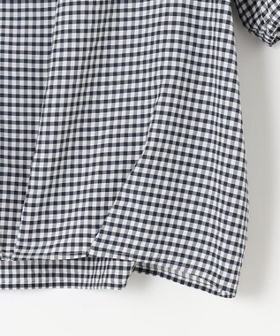J.PRESS LADIES S 【洗える】アセVisギンガム バンドカラー ブラウス ネイビー系