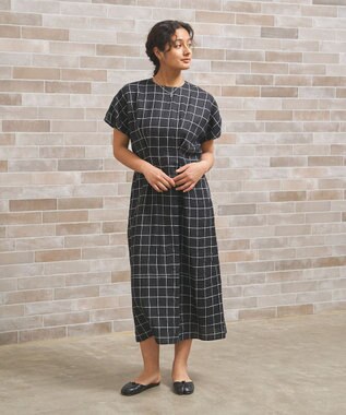 J.PRESS YORK STREET 【WOMEN】リネンライクイージーフィット ワンピース ブラック系3