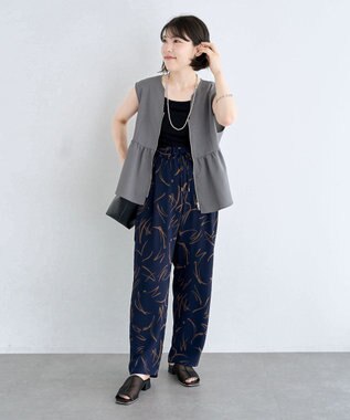 Green Parks 麻調ペプラムｚｉｐベスト Gray Mixture