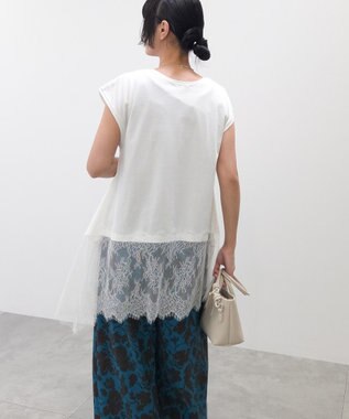 Green Parks 裾レースイレヘムフレンチＴシャツ White