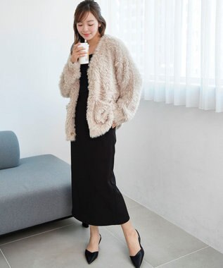 WEGO 【2025秋冬新作/ユニセックス着用ITEM/SMLサイズ展開】フェザーニットカーディガン ホワイト