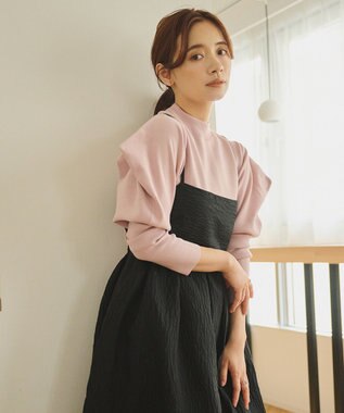 #Newans 【洗える】スクエアショルダーポイントニット ピンク