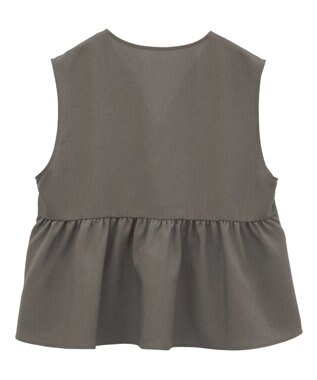 Green Parks 麻調ペプラムｚｉｐベスト Brown