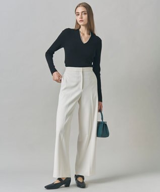 ICB 【新色追加】 エクストラファインメリノリブ Vネックプルオーバー ブラック系