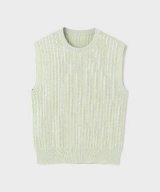 GRACE CONTINENTAL スパンコールニットノースリーブ ライトグリーン