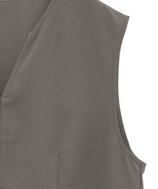 Green Parks 麻調ペプラムｚｉｐベスト Brown
