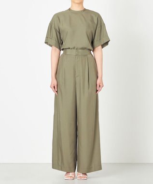 NAVE 【ReNAVE・セットアップ可/洗える/UVケア/接触冷感】フィブリルシャンブレー ワイドパンツ カーキ系