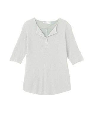 AMERICAN HOLIC 【2点セット】シアーリブヘンリーネックニット＋タンクトップ Light Gray