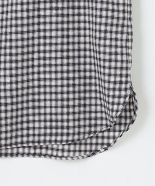 J.PRESS LADIES L 【洗える】ポリエステルヴィスコースブロックチェック バンドカラー ブラウス チャコール×ピンク系