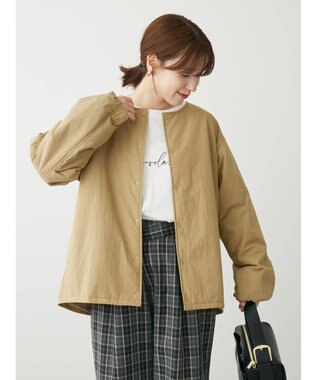 Green Parks ライト中わたノーカラーブルゾン Beige