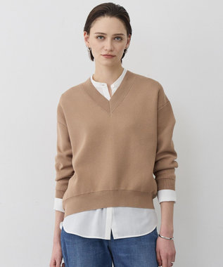 ICB L 【先行予約】 コットンポリエステルスムース Vネックニット