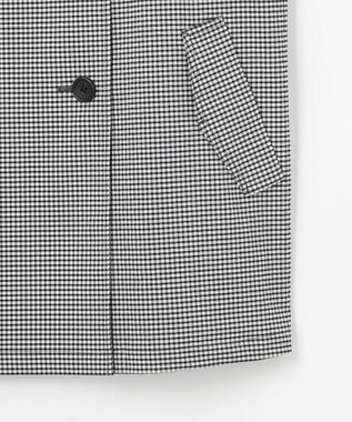 J.PRESS LADIES S 【洗える】Lightストレッチギンガム ダブル トレンチコート ブラック×ライトグレーギンガム系