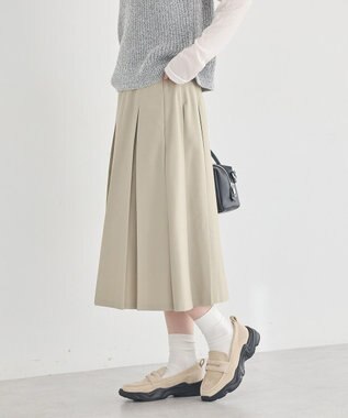 earth music&ecology タックプリーツミディスカート Light Beige