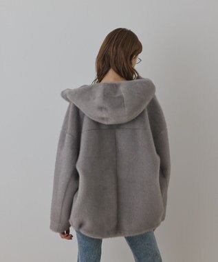 GRACE CONTINENTAL フェイクミンクフードジャケット ライトグレー