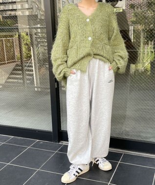 WEGO 裏起毛ロゴ刺繍スウェットパンツ 杢グレー