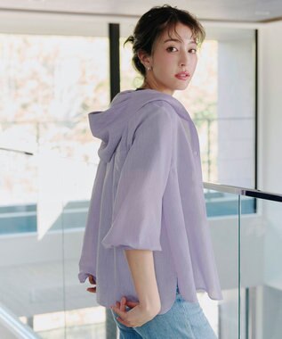 Tiaclasse L 【洗える】シアーパーカーカーディガン ラベンダー