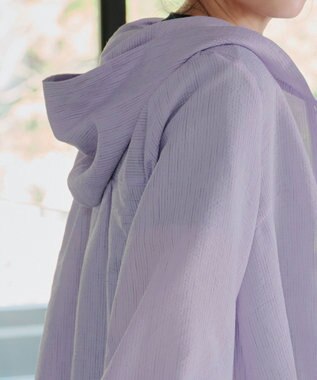 Tiaclasse L 【洗える】シアーパーカーカーディガン ラベンダー