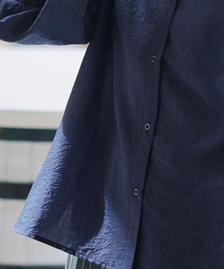 Tiaclasse L 【洗える】シアーパーカーカーディガン ネイビー