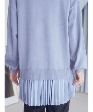 earth music&ecology バックヘムプリーツチュニック Blue