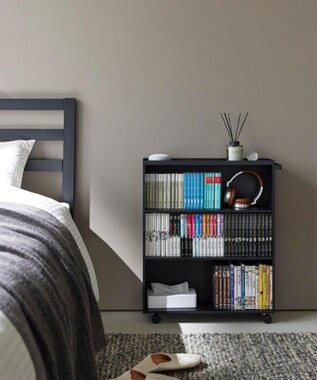 tower ハンドル付き隠せるコミックラック タワー ブラック ブラック