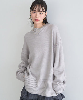 earth music&ecology 【毛玉防止 / 洗濯機洗い可】アンチピリングモックネックバックスリットニット