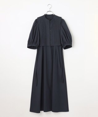 #Newans 【洗える】ピンタックベストコンビワンピース ネイビー系