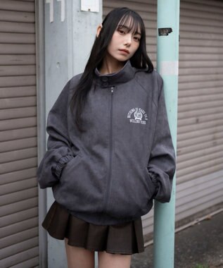 WEGO 【ユニセックス着用ITEM/MLサイズ展開】フェイクスウェードロゴスウィングトップ