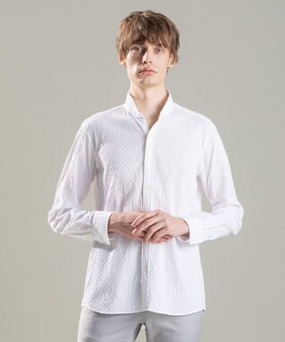 JOSEPH HOMME トライジャガードストレッチ　ウィングカラーシャツ ホワイト系