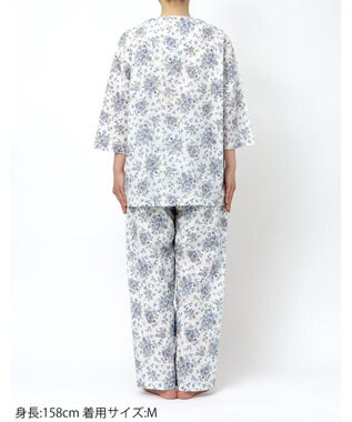 WACOAL パジャマ 7分袖 長袖 長ズボン 綿100%(本体) ローン素材 ミントン レディース NDT265 /ワコール ホワイト