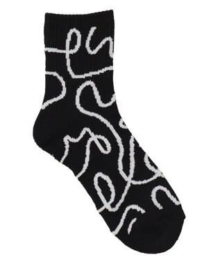 WEGO ニュアンスリブ底パイルクルーソックス ブラック