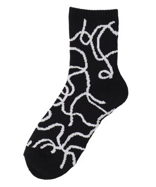 WEGO ニュアンスリブ底パイルクルーソックス ブラック