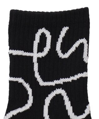 WEGO ニュアンスリブ底パイルクルーソックス ブラック