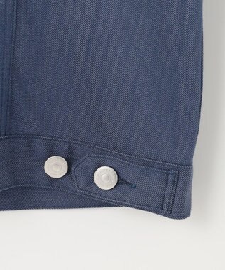 J.PRESS LADIES 【洗える】セルロースシャンブレー ノーカラー デニム ジャケット ブルー系