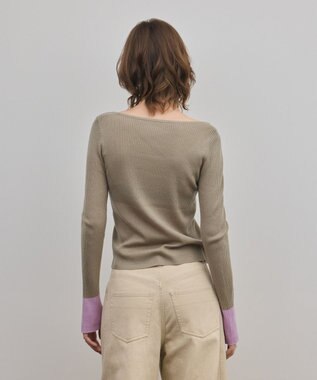 GRACE CONTINENTAL バイカラーリブニットトップ カーキ