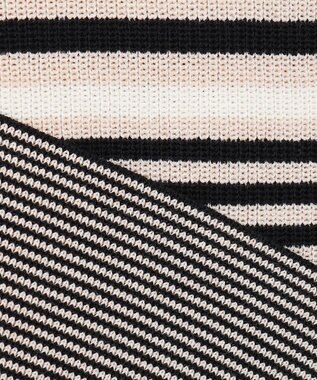 23区 S 【洗える】コットンアセテート バックボタン ニット ブラックボーダー