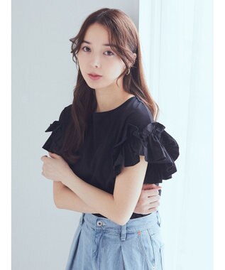 earth music&ecology フリルスリーブカットソー