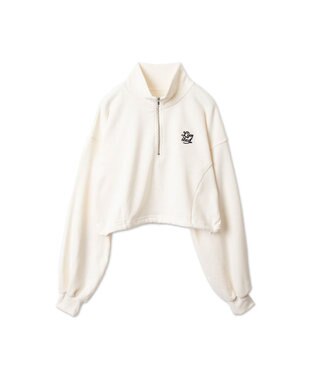 WEGO 【新色追加】ドロストデザインハーフZIPスウェット ホワイトその他