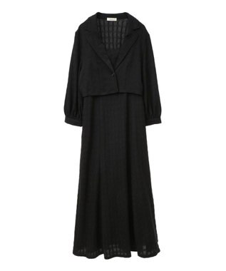 earth music&ecology ＳＥＴ２点ジャカードシャツ＋キャミドレ Black