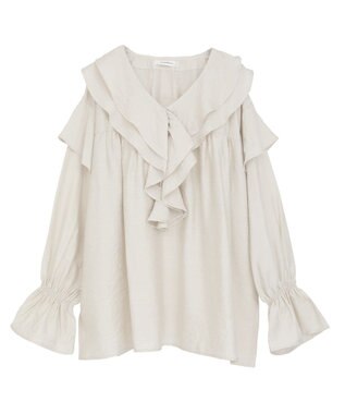 Green Parks ビッグカラーフリルブラウス Off White