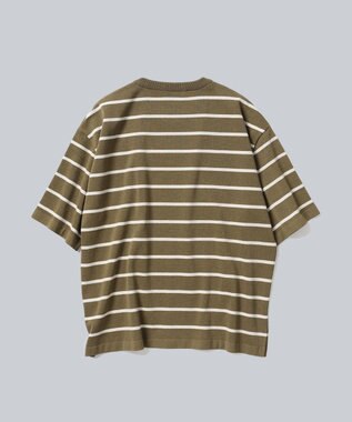 WHITE MAILS 【UNISEX】PAPER YARN BORDER KINT PULLOVER T-シャツ カーキ