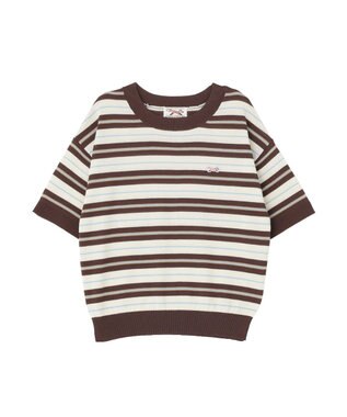 AMERICAN HOLIC 【PENNEY'S】レトロボーダー半袖ニット Ivory