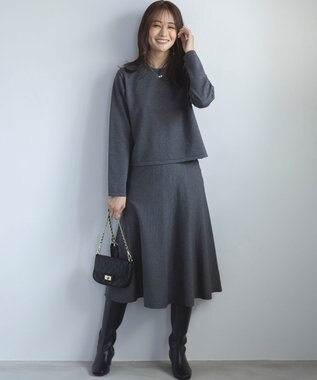 組曲 【WEB限定】ELENA襟付き セットアップワンピ チャコールグレー系