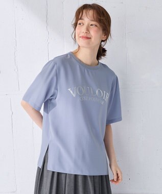 ANY 【WEB限定/UVカット/吸水速乾/接触冷感】ジョーゼットロゴ半袖Tシャツ ブルー