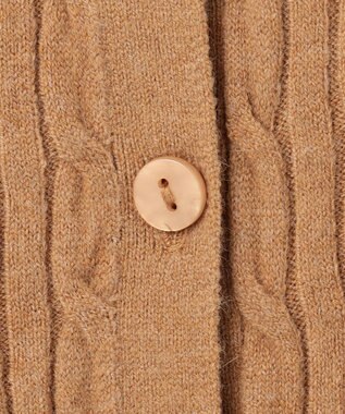 Feroux ケーブル編み×リボン刺繍 ニット カーディガン キャメル系