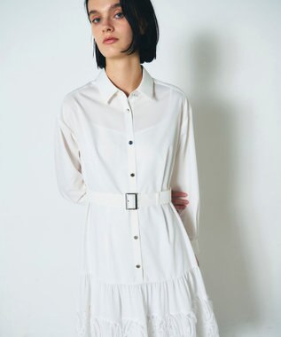 GRACE CONTINENTAL 刺繍ヘムシャツワンピース ホワイト