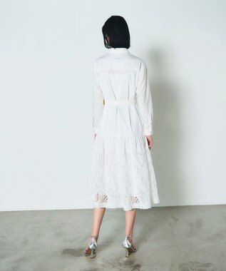 GRACE CONTINENTAL 刺繍ヘムシャツワンピース ホワイト