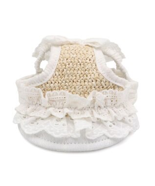 PET PARADISE ペットパラダイス フリル キャップ ４Ｓ～３Ｓ/ＳＳ～Ｓ ホワイト×ベージュ