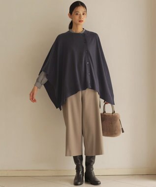J.PRESS LADIES 【洗える】SOFT TOUCH WOOL ニット ポンチョ スレート系