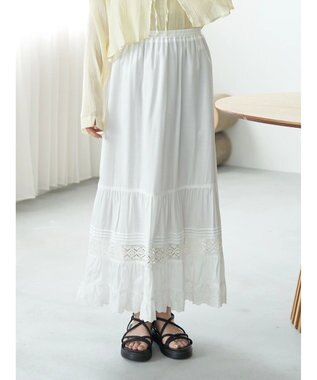 earth music&ecology レースティアードスカート Ivory