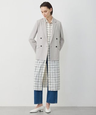 ICB L 【30th ANNIVERSARY】 ウィンドウペンプリント シャツワンピース アイボリー×ブラック